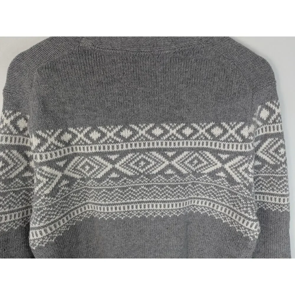 Banana Republic Men's Cotton Wool Blend Fair Isle Shawl Collar Sweater